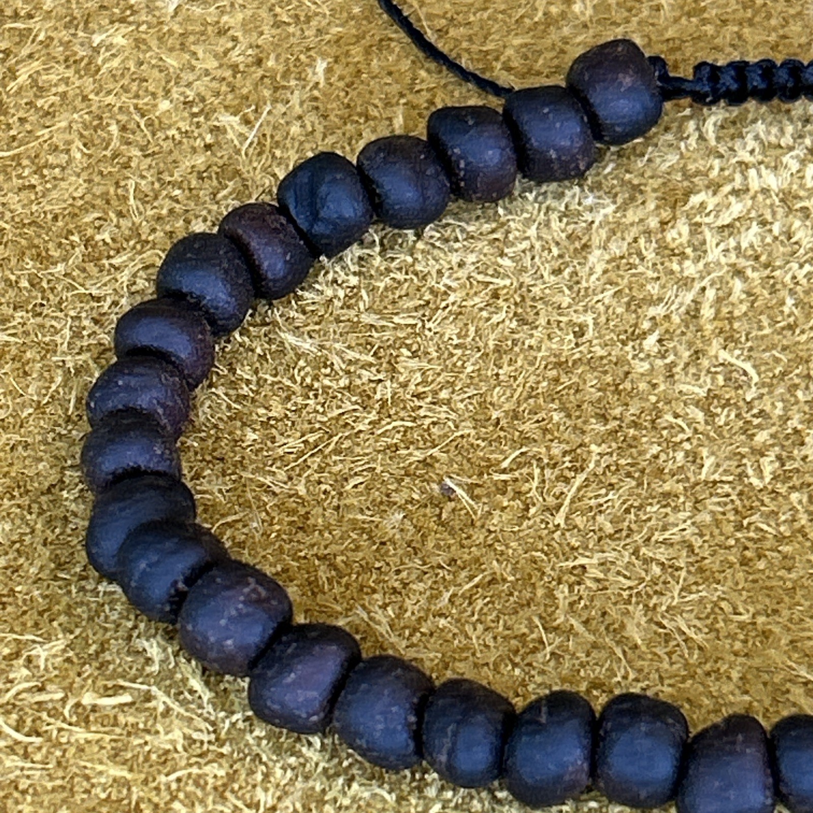 Handmade Rustic Black Walnut Wood Bead Bracelet 8” NEW Handmade Wood Bead