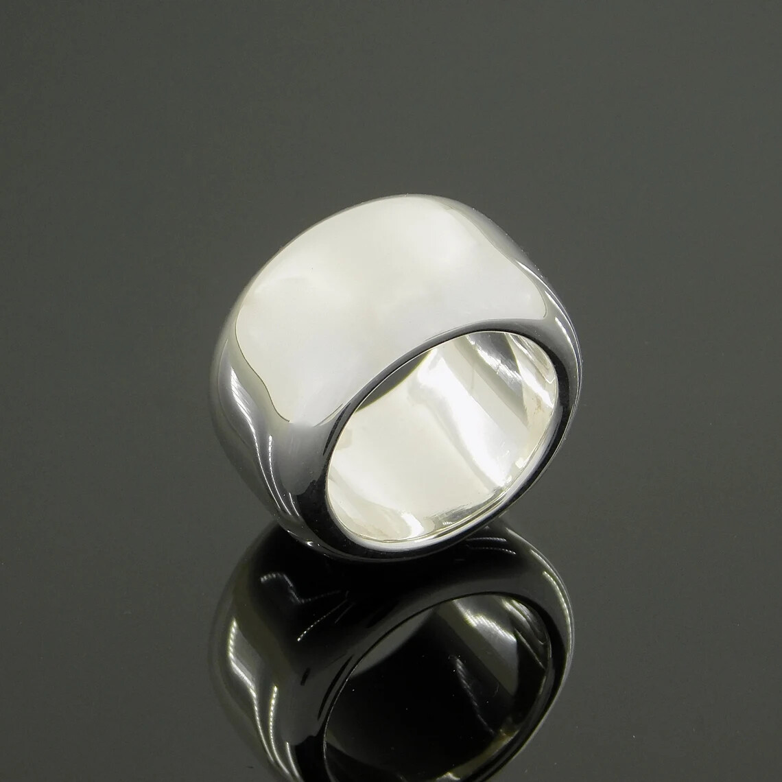 Chunky Dome Ring 925 sterling Silver Ring 15mm Thick Wide Band Statement Jewelry