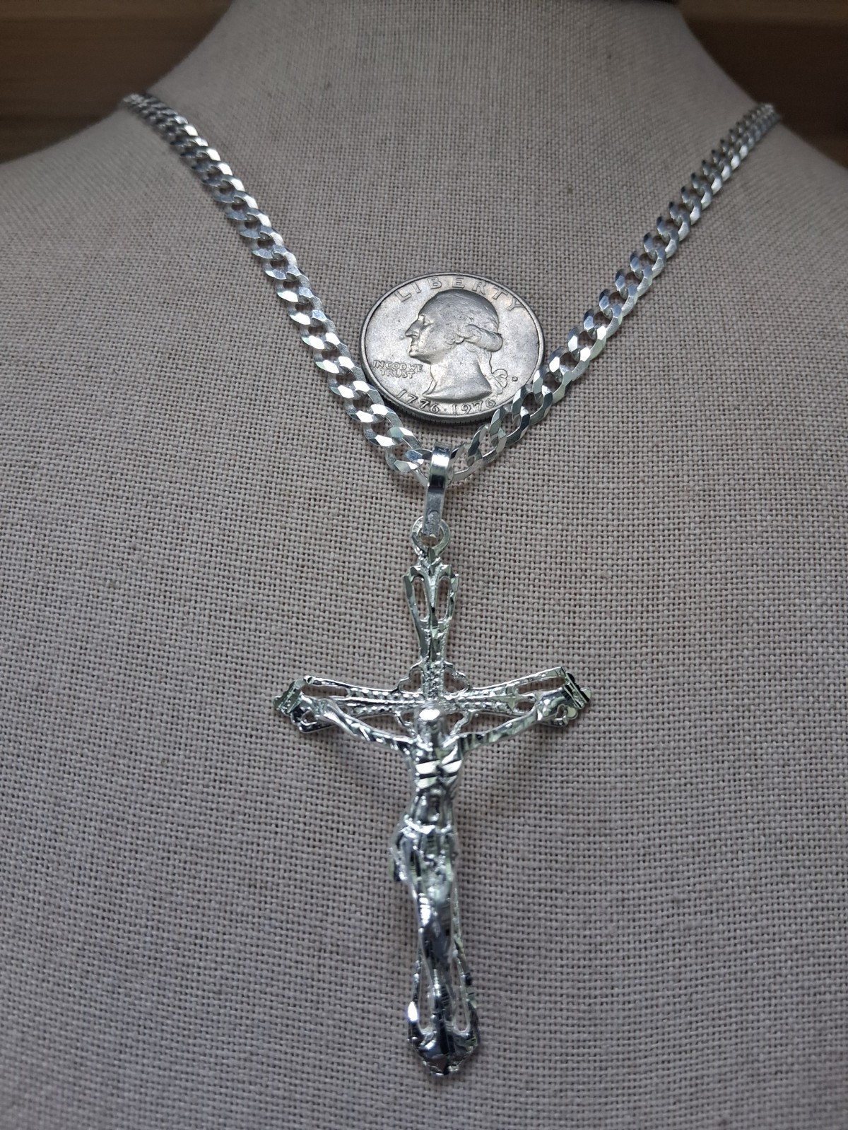 Cadena y Crucifijo Plata 925 / silver 925 chain and cross 24″ 4.5mm
