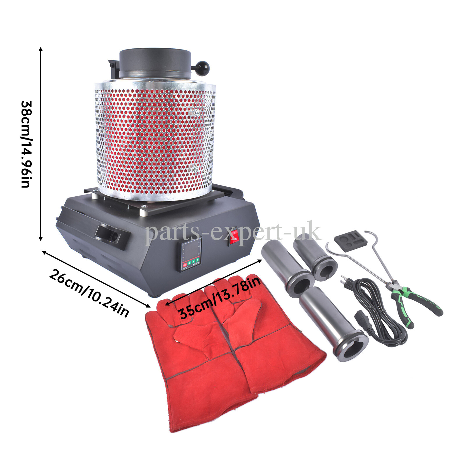 Electric Gold Melting Furnace with Graphite Crucible & Ingot Mold 1150°C/2102°F