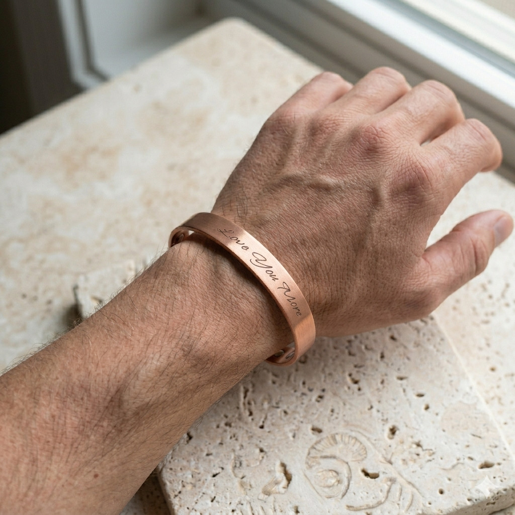 Pure Solid Copper Magnetic Bracelet Arthritis Pain Therapy Cuff Love You More