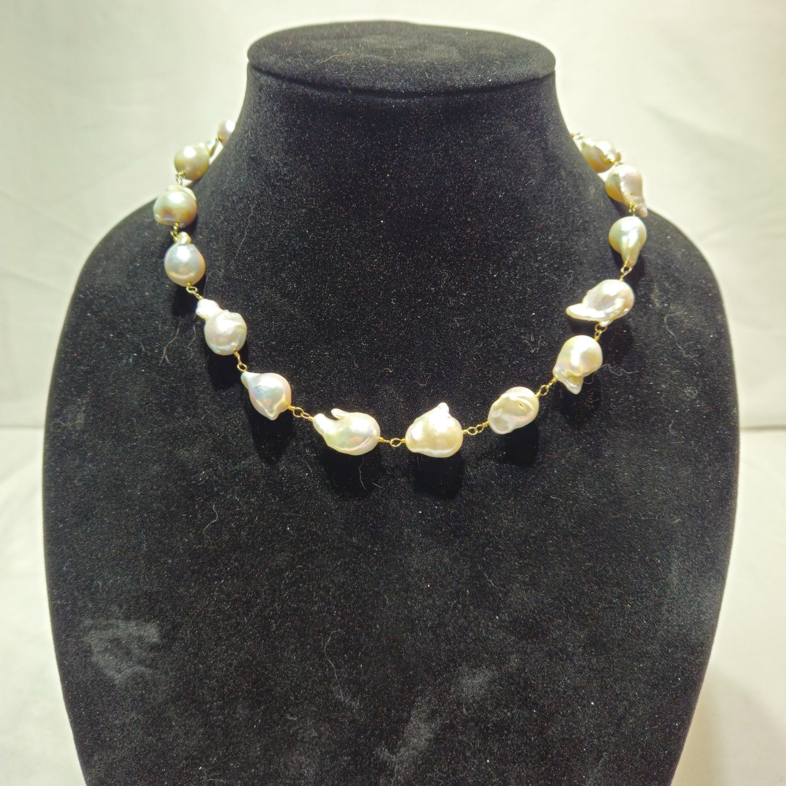 RARE LARGE NATURAL SOUTH SEA BAROQUE KESHI PEARL NECKLACE 18″ 50g 925 STERLING