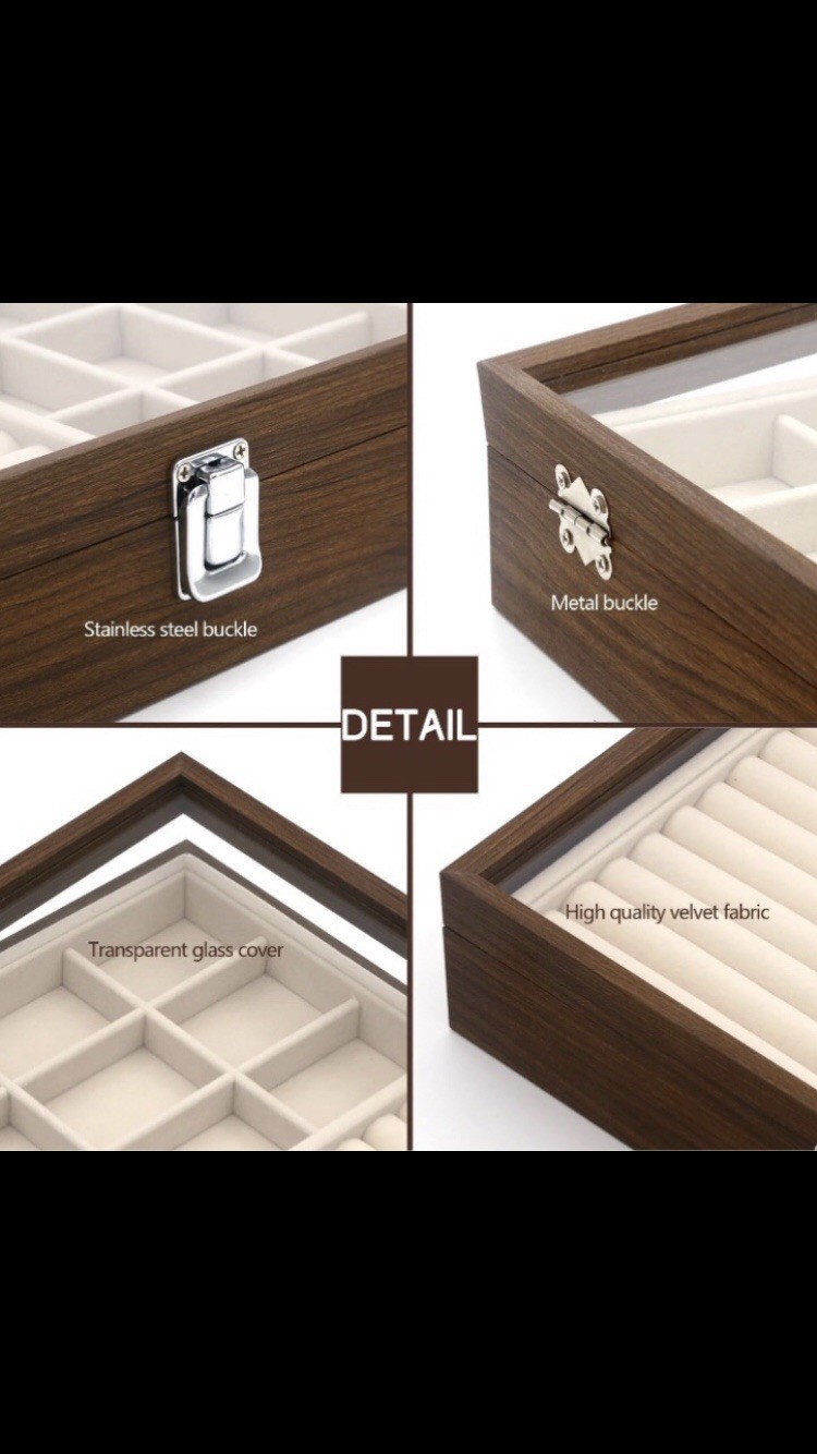 Kloud city Wood Grain Jewelry Box,Jewelry Display Case, Jewelry Displ Organizer