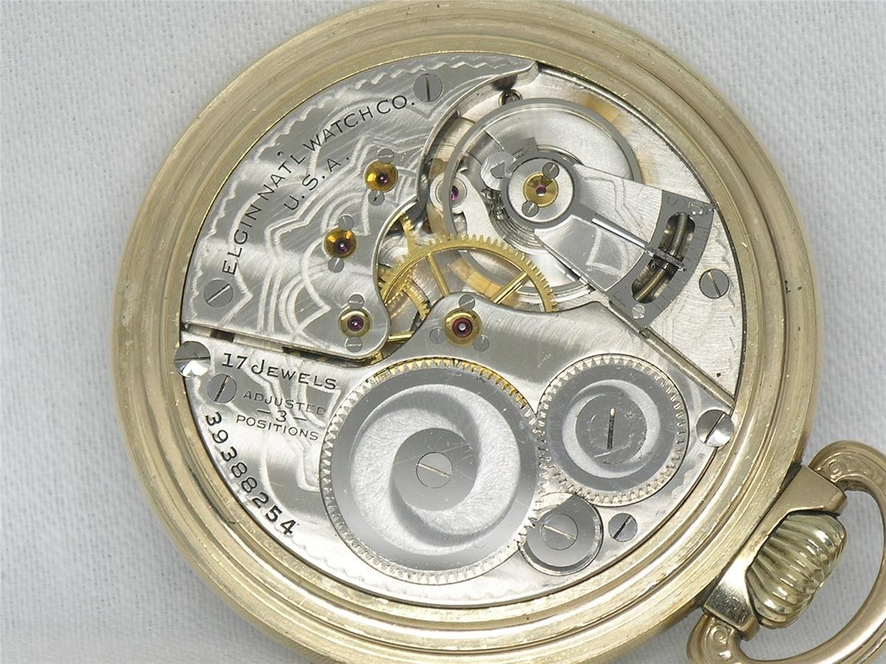 16S ELGIN 3151A MODEL 17 JEWEL GOLD FILL RAILROAD POCKETWATCH W/ BOX, SIGNED 3X!