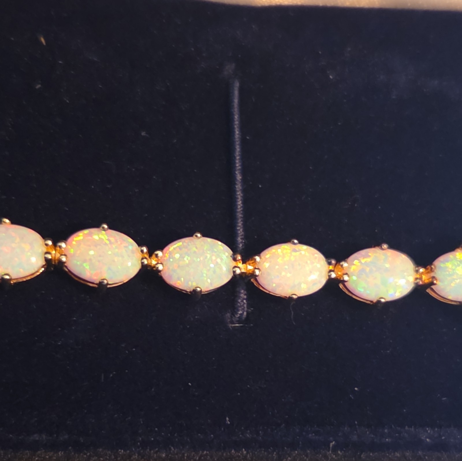 Opal Fire Allure 10 carat Opal Tennis Bracelet Sz 7.5. Sterling & 14k plate