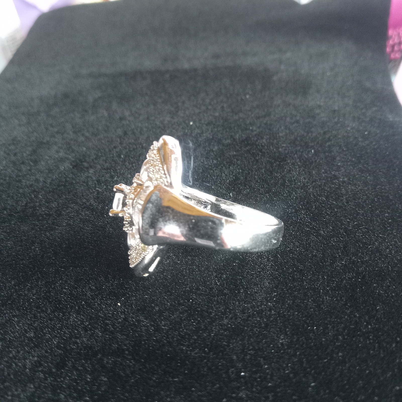 Cocktail Ring Size 9.25 Silver Plated CZ Baguette Ring Stunning By CAPACCI