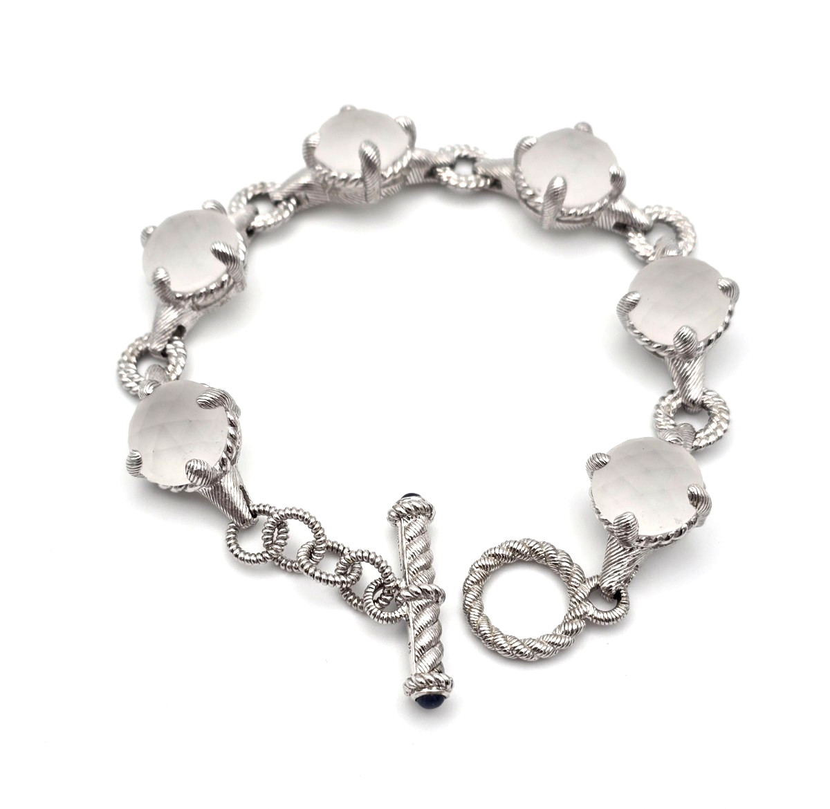 Judith Ripka Frosted Quartz Sterling Silver Bracelet 7.5″ Long