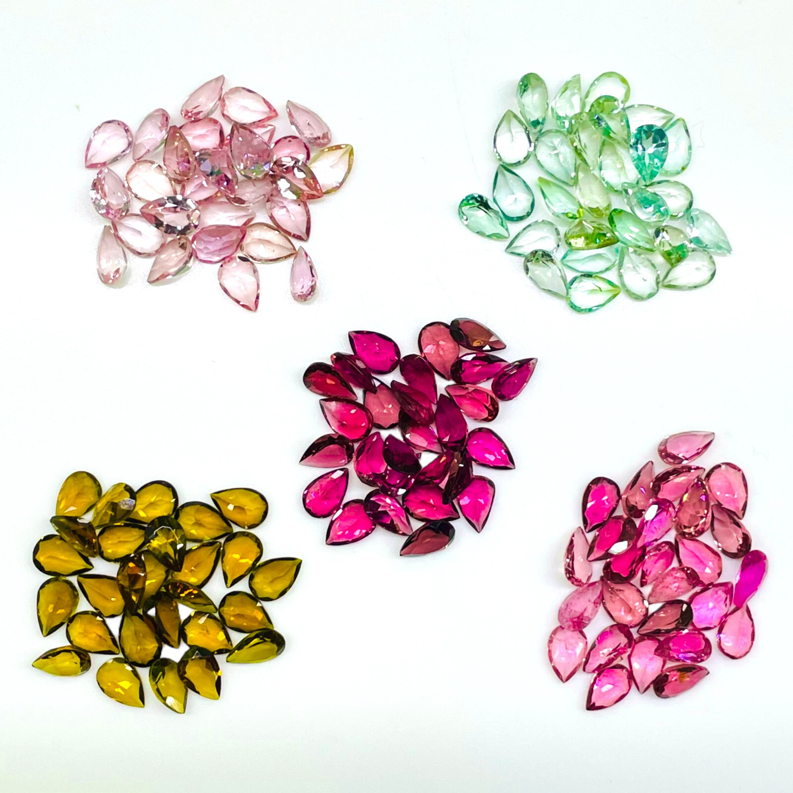 VVS 15 Pcs Natural Multi Tourmaline 6x4mm Pear Cut Loose Untreated Gemstones Lot