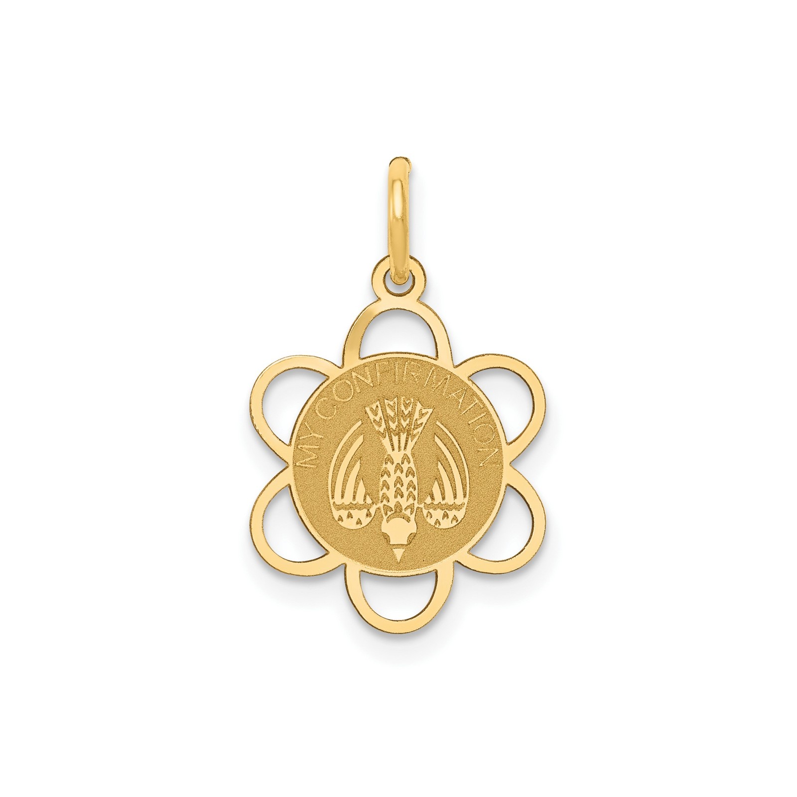 14k Yellow Gold Confirmation Pendant Dove Charm Holy Spirit Catholic Jewelry