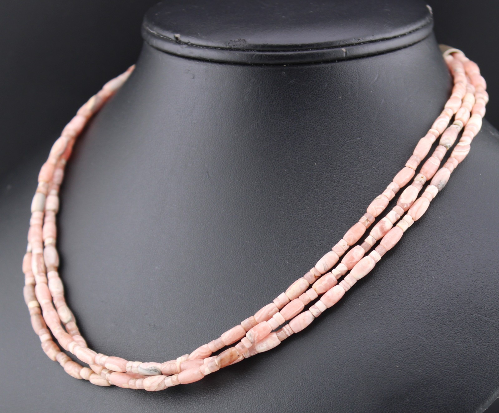 Mine Finds by Jay King Pink Rhodochrosite Layered Beads Sterling Silver Necklace