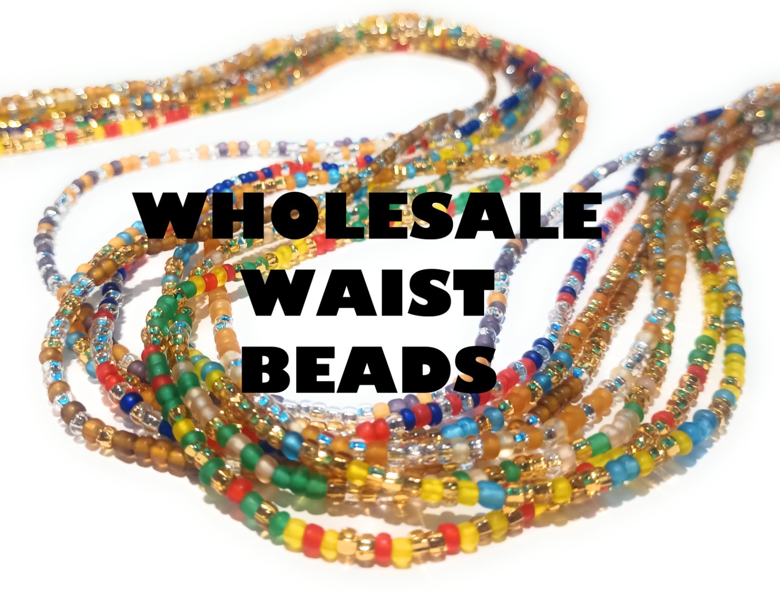 Wholesale African Waist Beads, Bulk Belly Beads, Traditional 44-Inch Tie-On