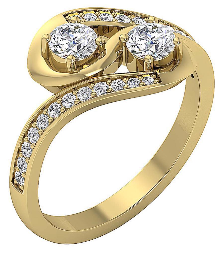 Lab Grown Diamond 14K Gold Forever Us Two Stone Ring VS F 1.00 Ct Prong Setting