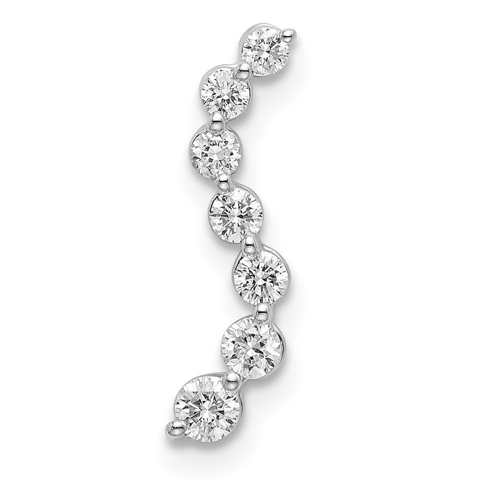 14k White Gold 1/4 Ct Round Lab Grown Diamond Seven Stone Curved Bar Pendant