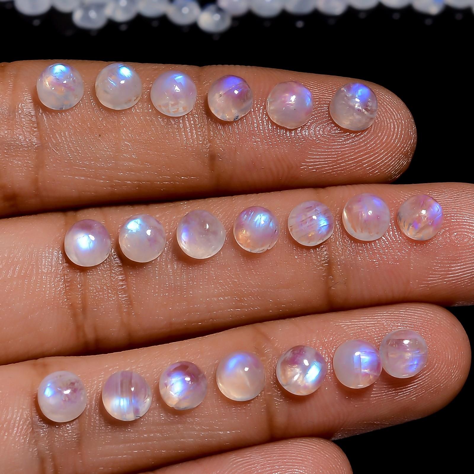 Natural Rainbow Moonstone Round Shape Cabochon Gemstone Lot 20 Ct 5X5X3mm EEL-34