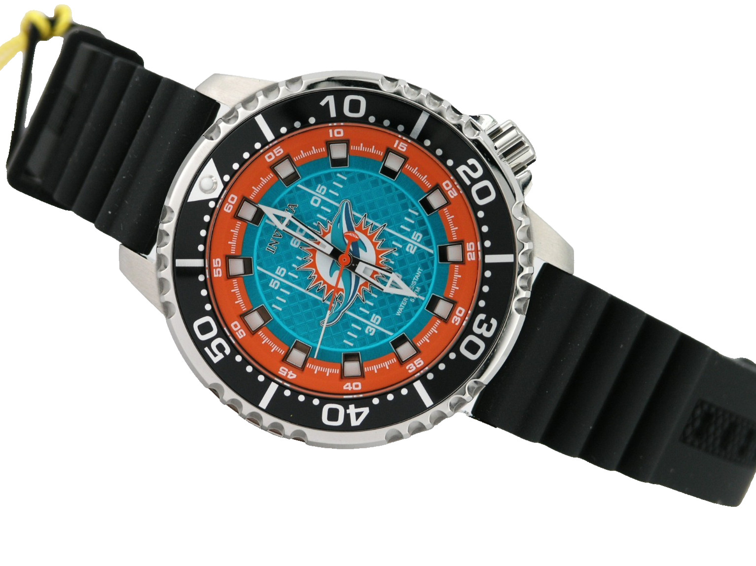 NEW INVICTA 48102 NFL MIAMI DOLPHINS STEEL SILICONE SPORTS WATCH QUARTZ 48MM C