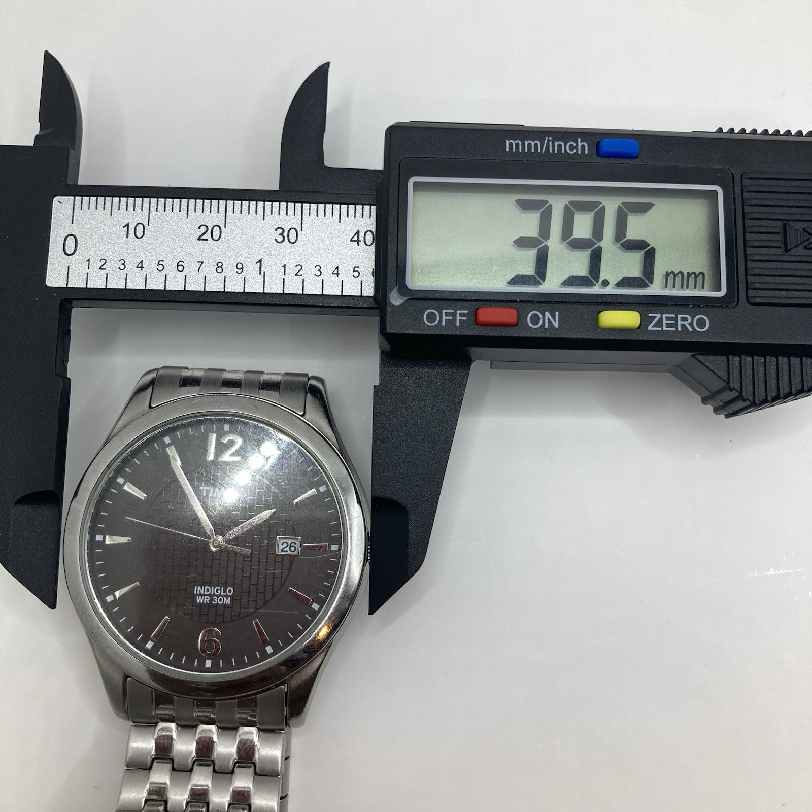 Timex Men’s T2N848 Indiglo Dress Watch Charcoal Gray Brick Dial Date 39mm Silver