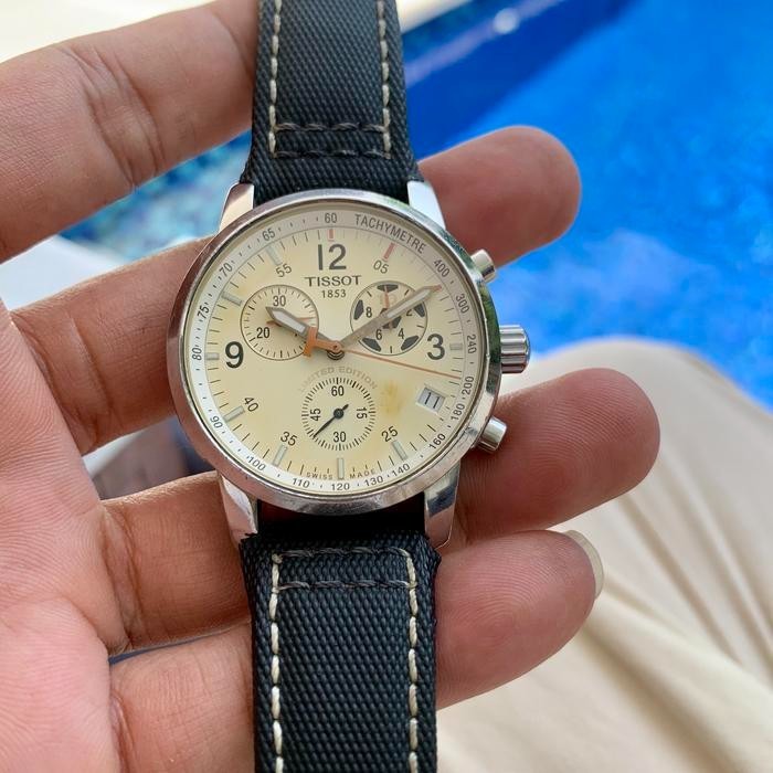 Rare TISSOT Chrono Owen Beige Dial Date Watch Men Vintage Dress Classic Formal