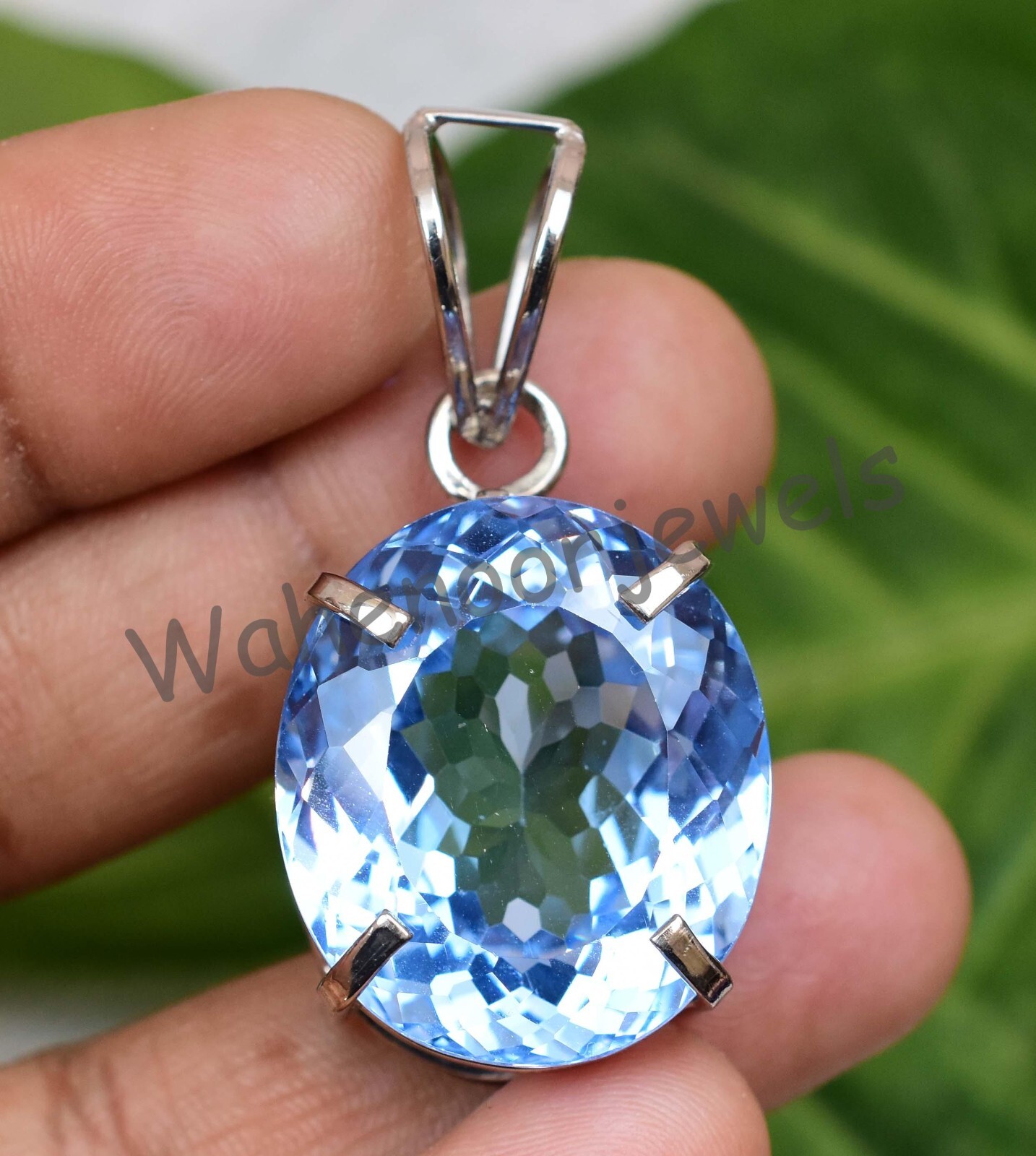 Natural Blue Jeremejevite Oval 925 Sterling Silver Pendant Certified See Video