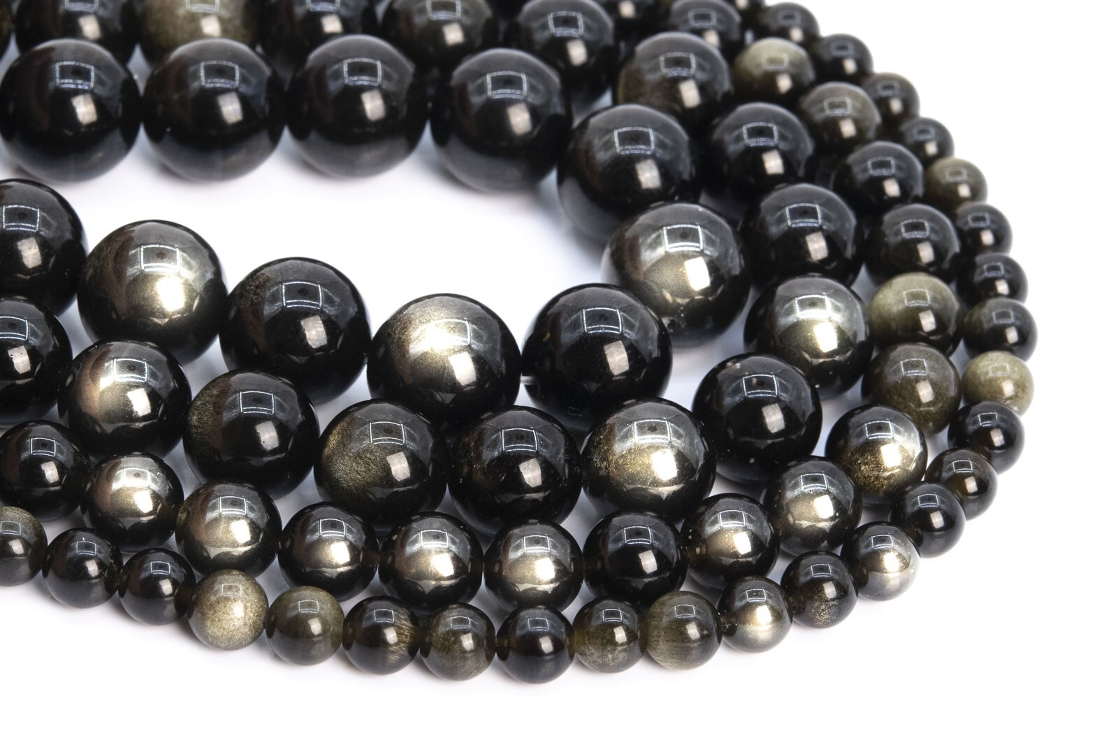 Natural Golden Sheen Obsidian Grade AAA Round Gemstone Loose Beads 6/8/10MM