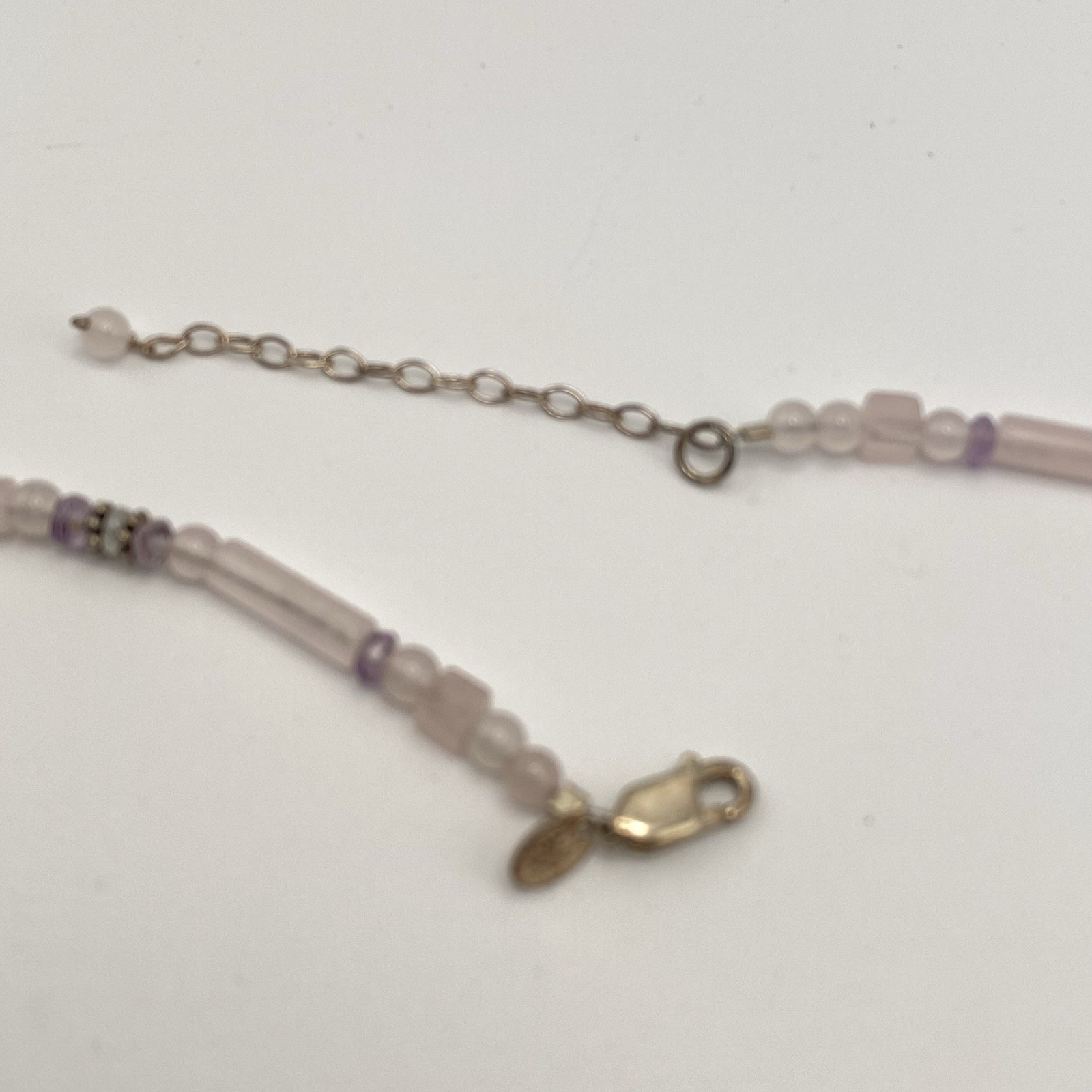 Sajen 925 Sterling Silver Necklace Rose Quartz Amethyst Beaded Accents Vintage