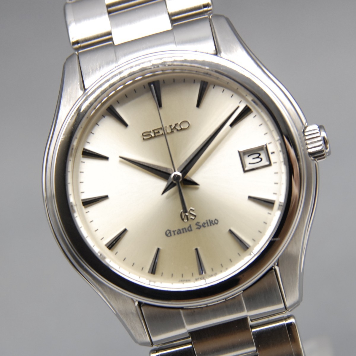 1999 [Near MINT] GRAND SEIKO 9F62-0A10 GS 35mm Silver Dial Date QZ Men’s Watch