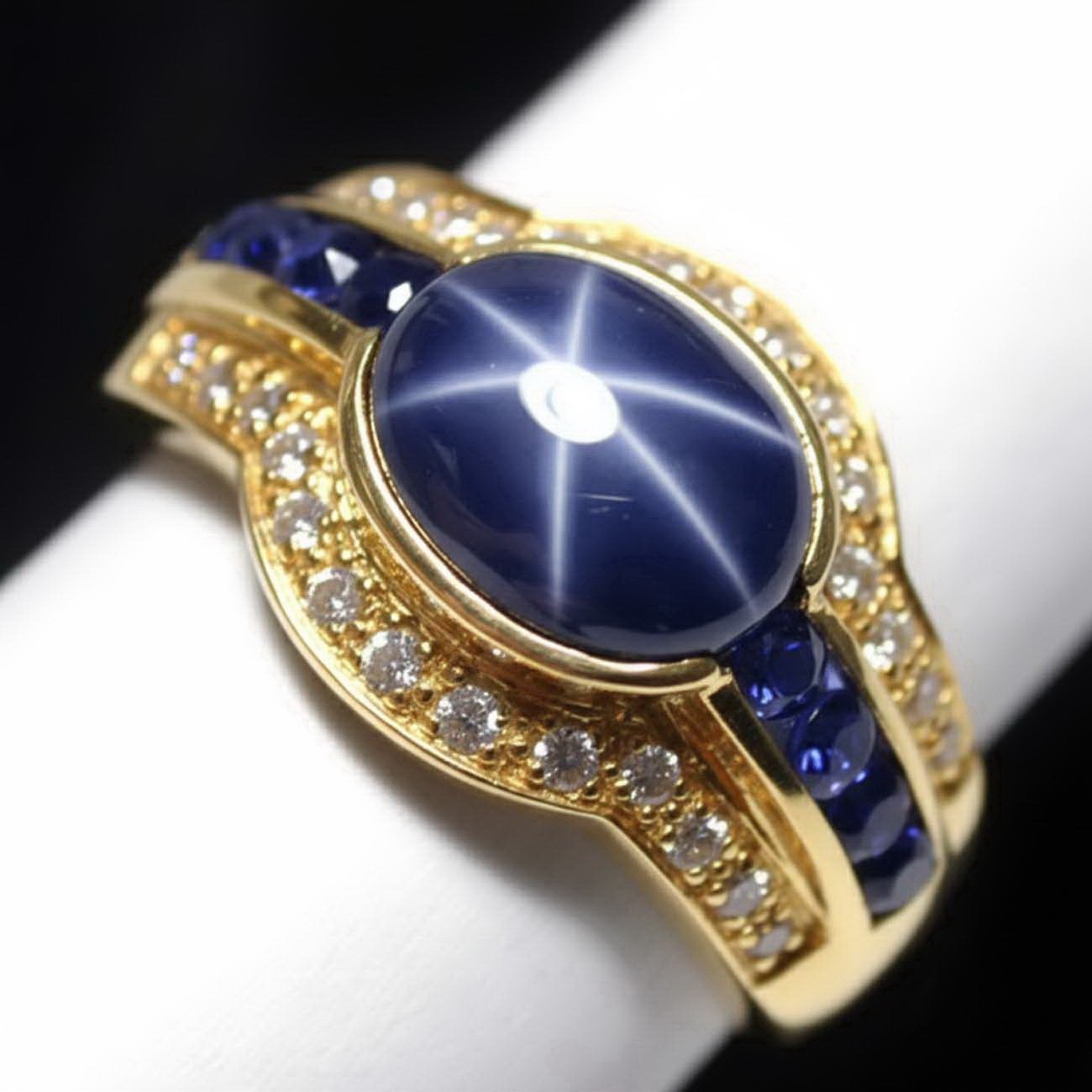 14K PLATED NATURAL STAR SAPPHIRE RING SILVER SIZE 7.5 WEDDING RING FREE RESIZE