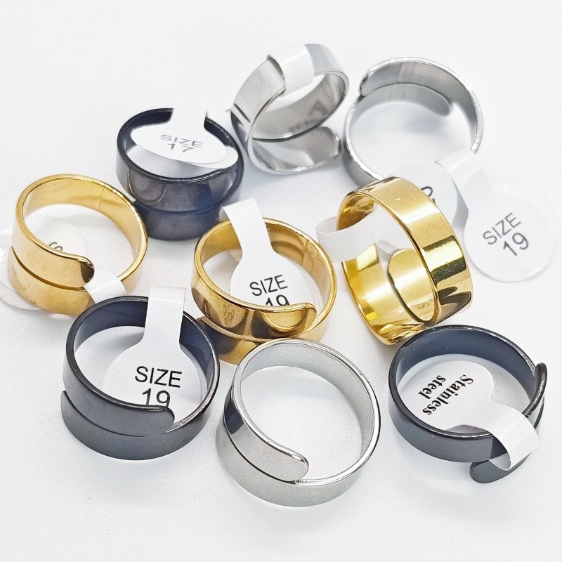 36 Pcs 6mm Open Cut Stainless Steel Rings Mixed Colors Unisex Stackable Jewelry