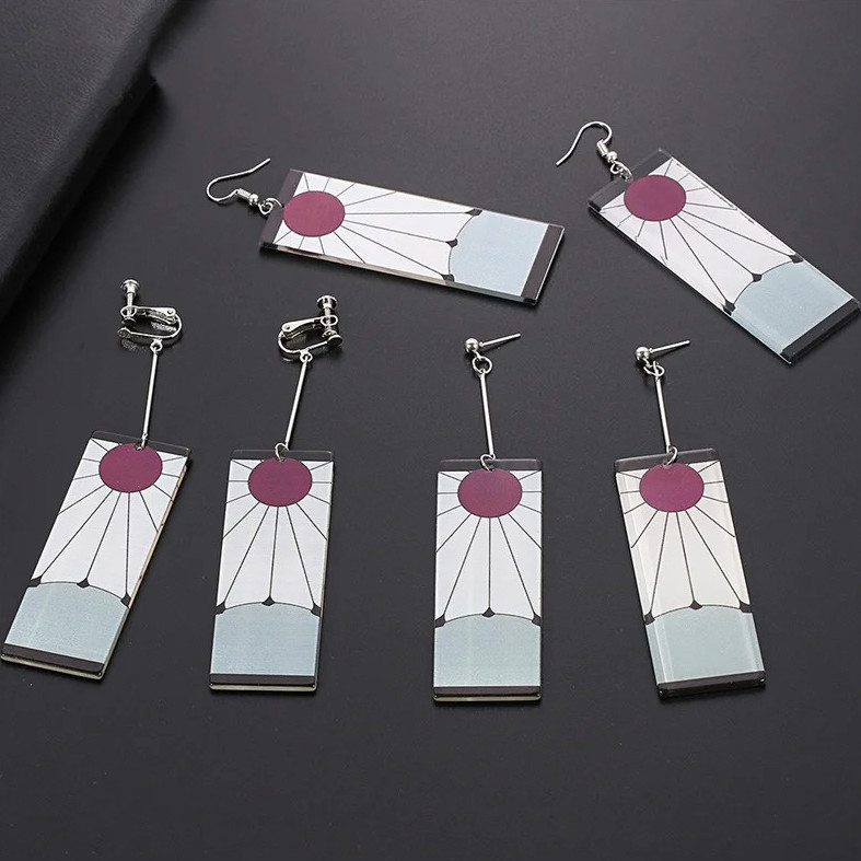 2pcs Anime Demon Slayer Inspired Acrylic Drop Earrings – Stylish Otaku Jewelry