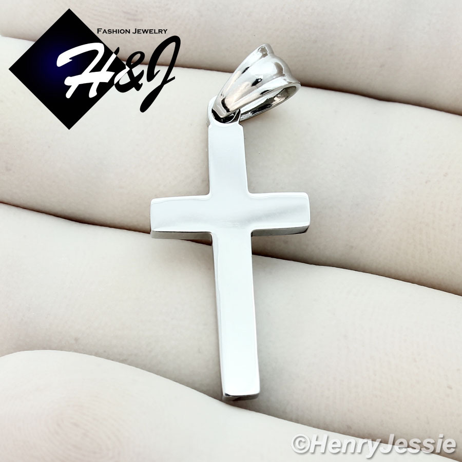 MEN WOMEN Stainless Steel 1″x0.55″ Silver Small Simple Plain Cross Pendant*SP67