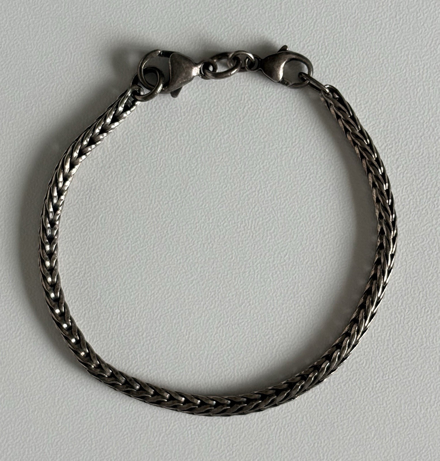 Vintage 925 Sterling Silver Foxtail Spiga Chain Link Bracelet 7” 3mm wide