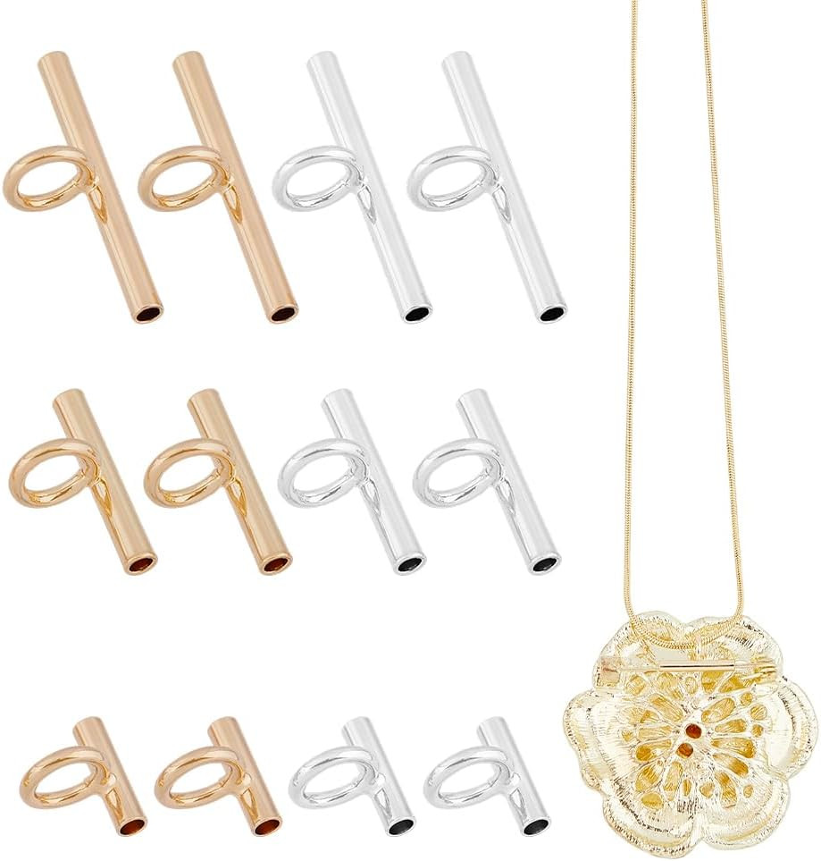 12Pcs 3 Sizes Pin to Pendant Converter Brass Brooch Pendant Converters Golden an
