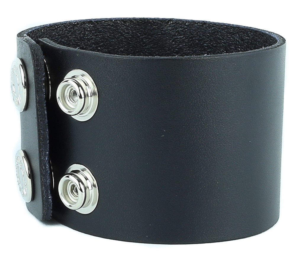 Plain Genuine Cowhide Leather Bracelet With Snap 4mm Thick 3/4″ to 2 1/2″ Wide