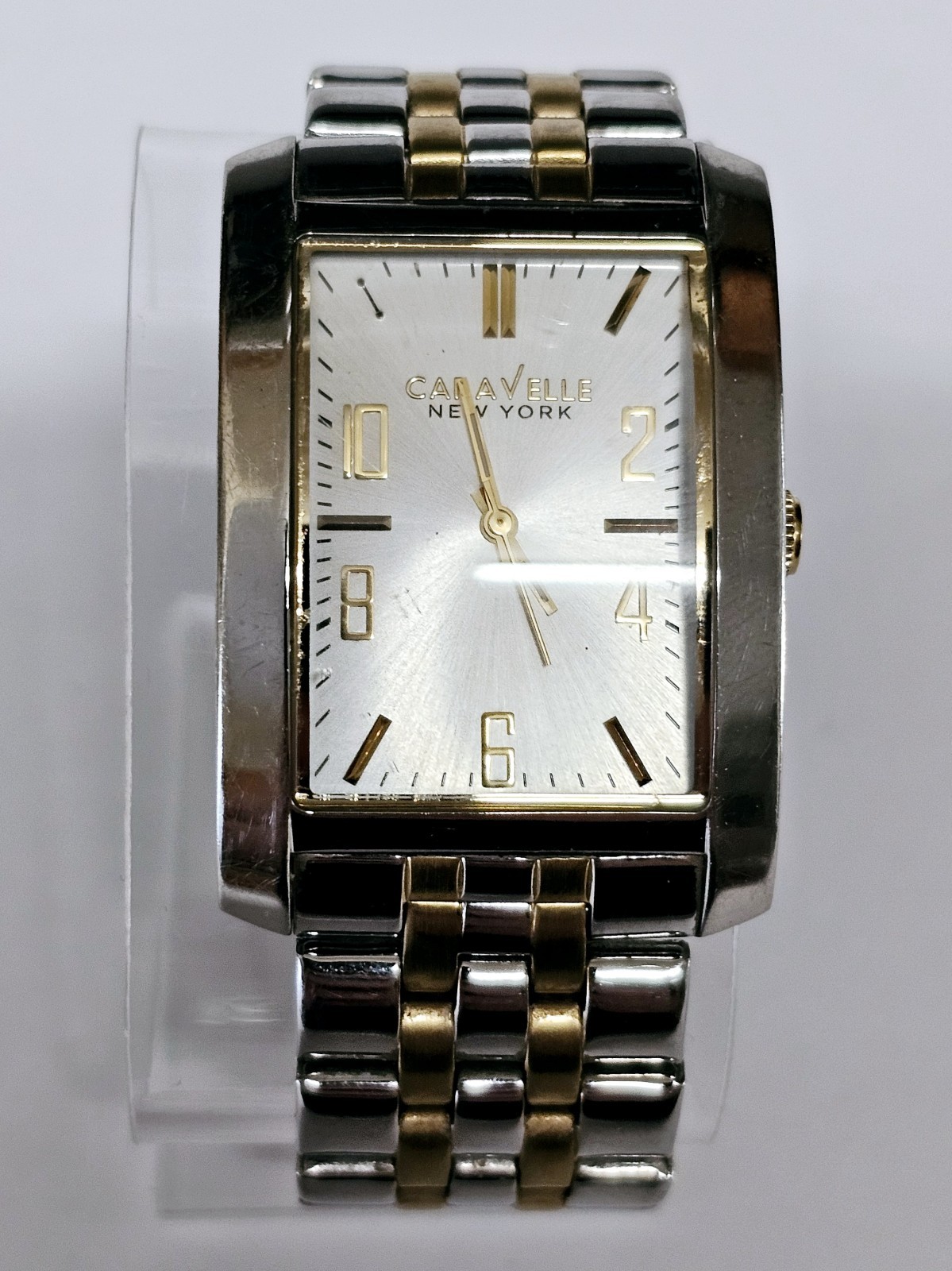 Caravelle By Bulova Tank Watch 45A123 Two Toned 32mm To Crown 40mm From Top.