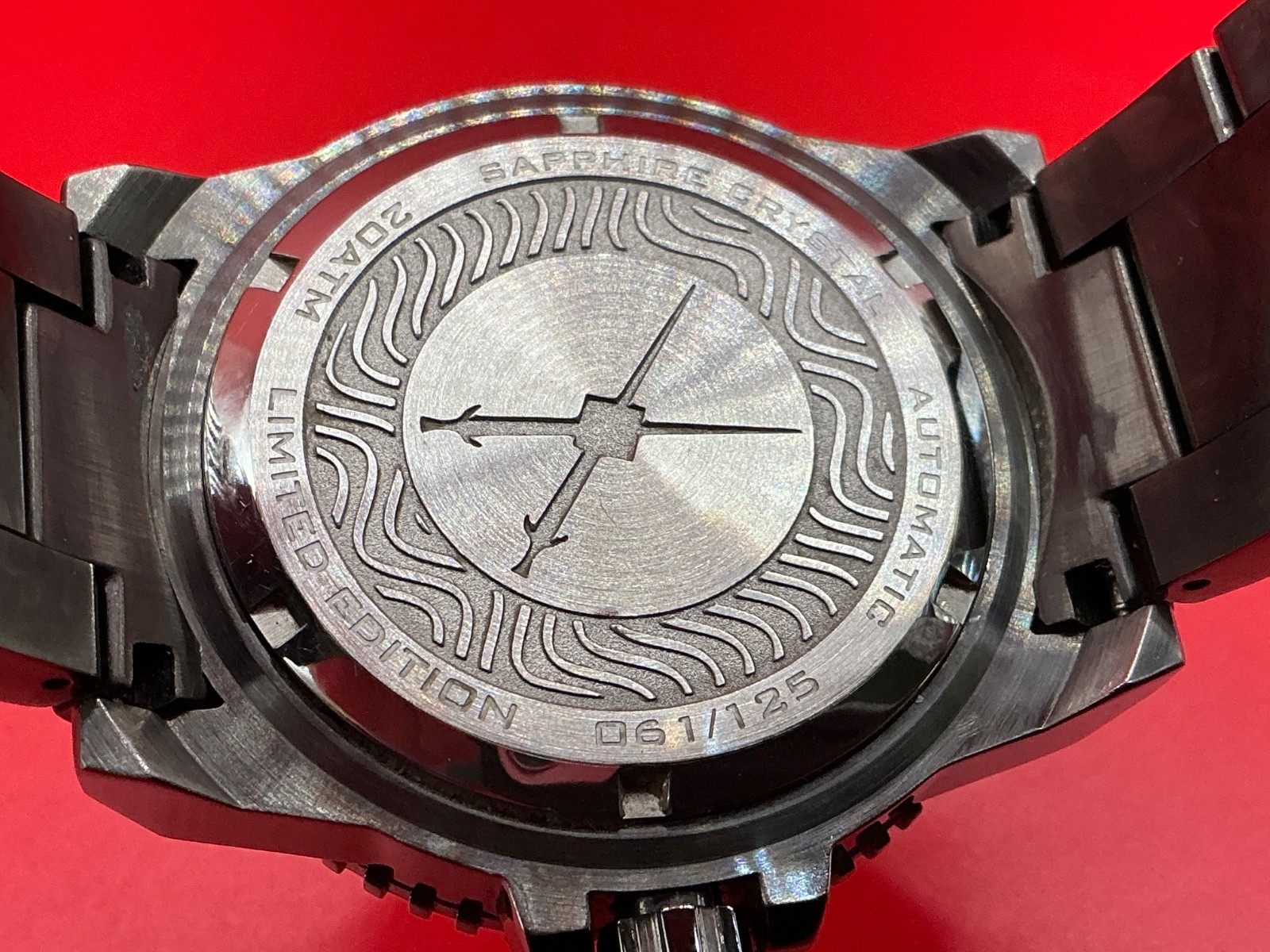 EGARD LIMITED EDITION #061/125 MIYOTA OPEN-HEART AUTOMATIC 45MM BLACK IP WATCH