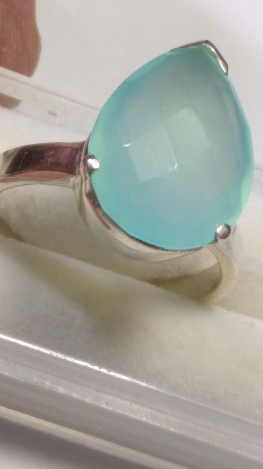 DREAMY SEA BLUE CHALCEDONY IN STERLING SILVER 925 RINGS SIZE 9.0-9.25,10.0-10.25