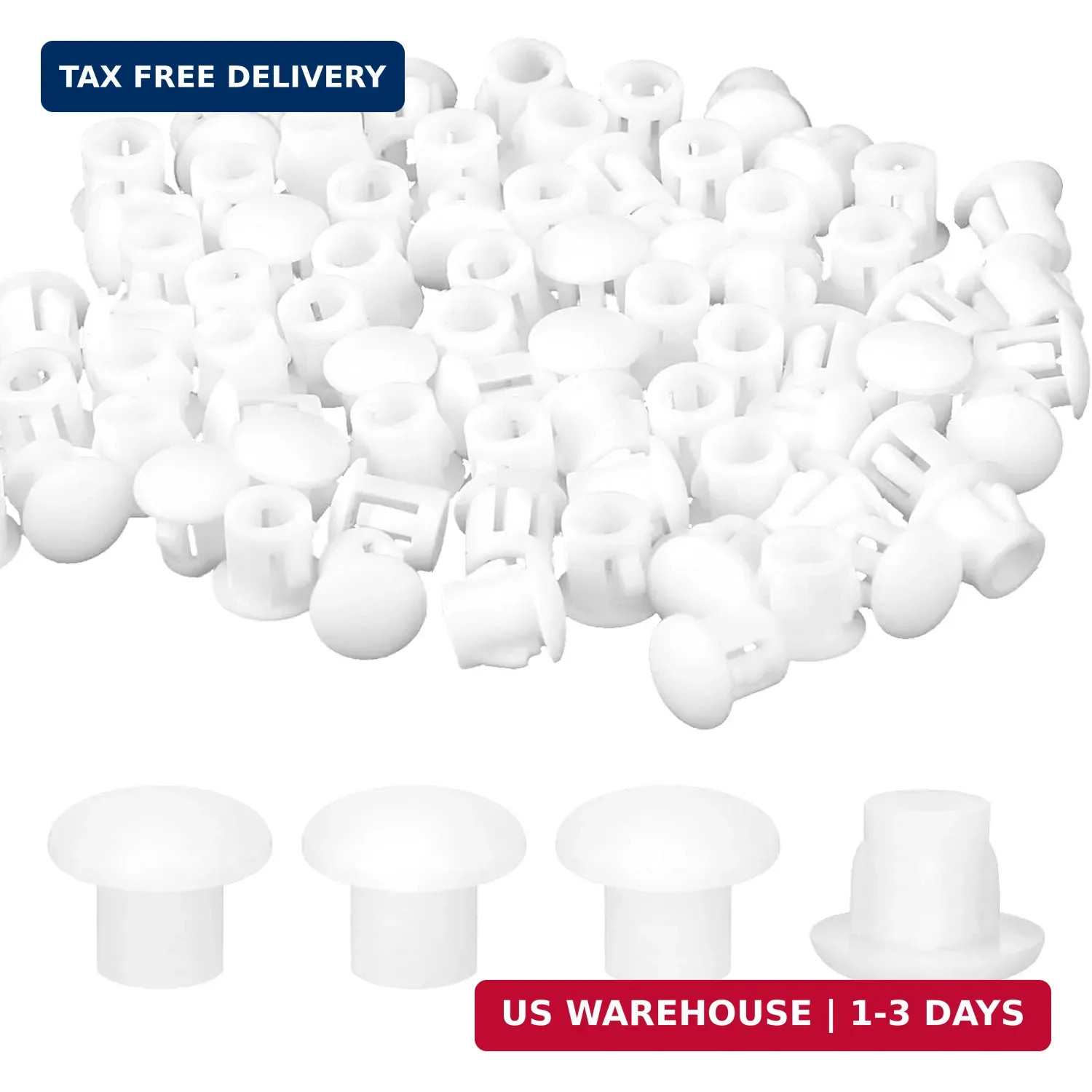 100 Pcs 1/4″(6mm) Plastic Hole Plugs Screw Caps Cover White Plastic Hole Plugs f
