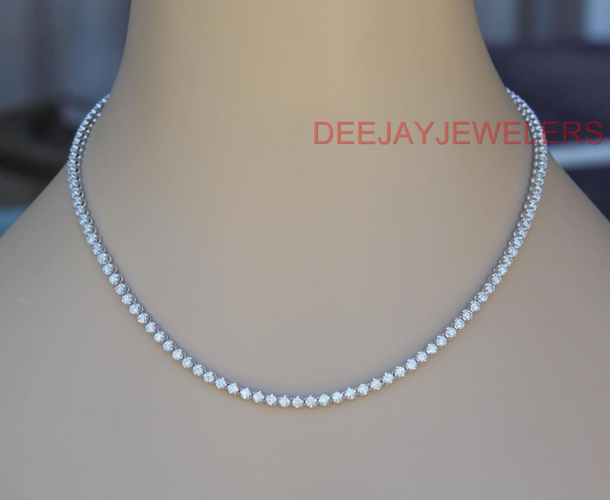 Natural 15ct Diamond Eternity Tennis Necklace 14k White Gold 17Inch