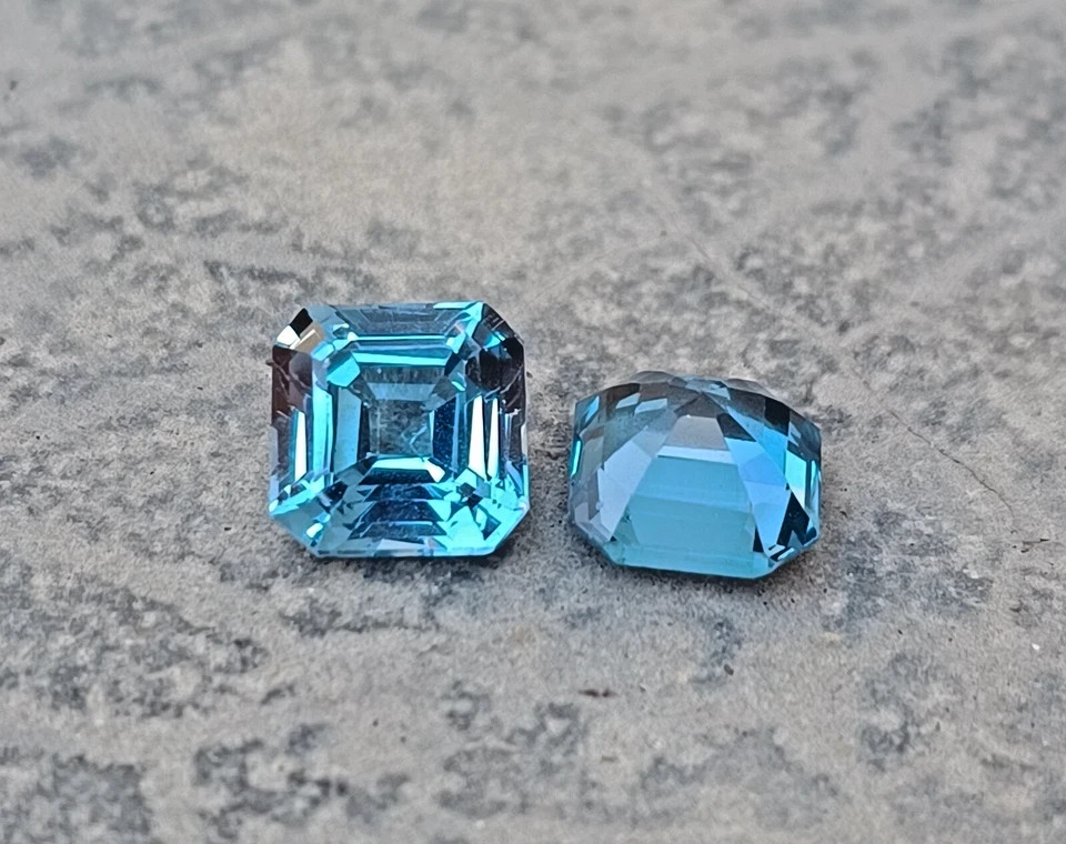 13 Ct Matching Pair Natural London Blue Topaz Octagon Cut FL Certified Gemstones