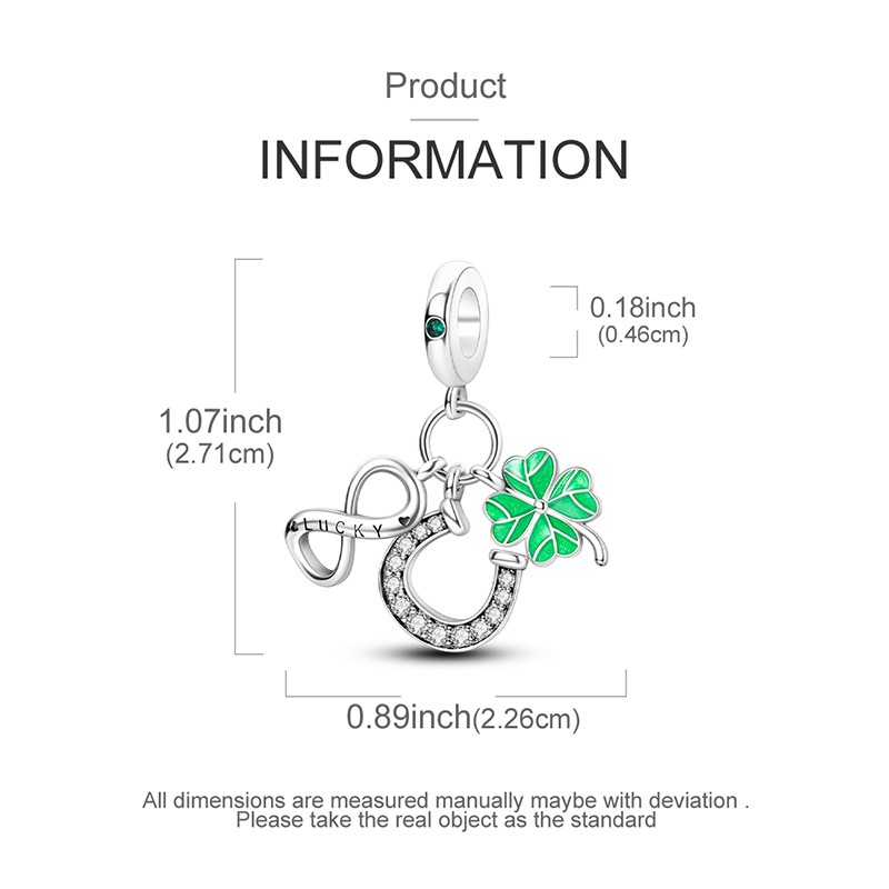 MULA European 925 Sterling Silver Forever Lucky Dangle Charm Fit Lady Bracelet