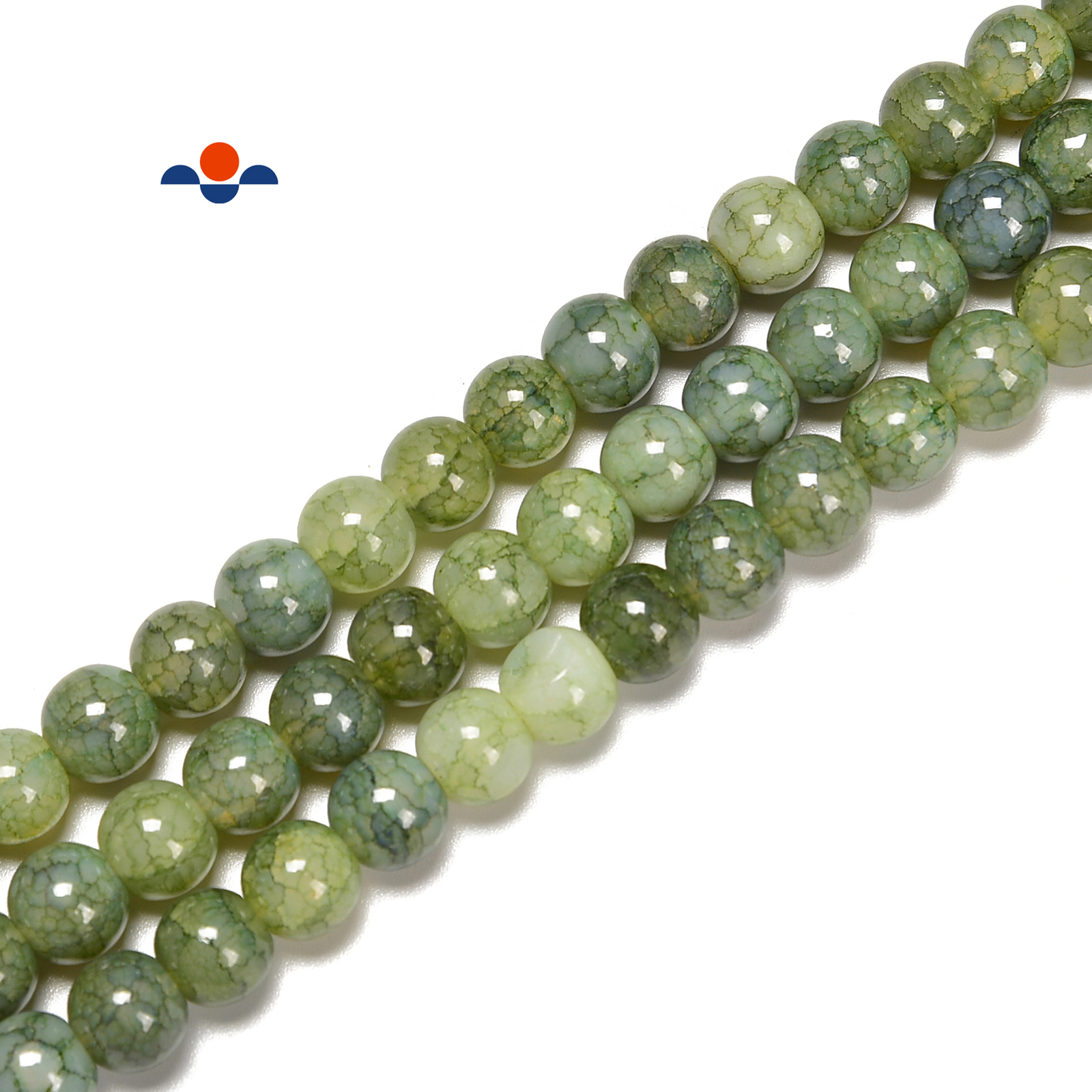 Light Green Crackle K9 Crystal Glass Smooth Round Beads 6mm 8mm 10mm 15.5″ Str