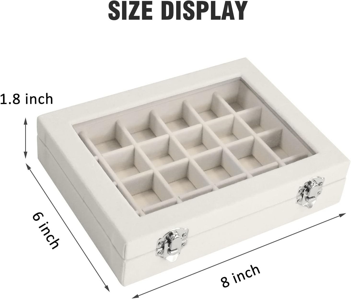 Velvet Jewelry Box 24 Grid Jewelry Ring Display Organiser Box Tray Holder Ear…