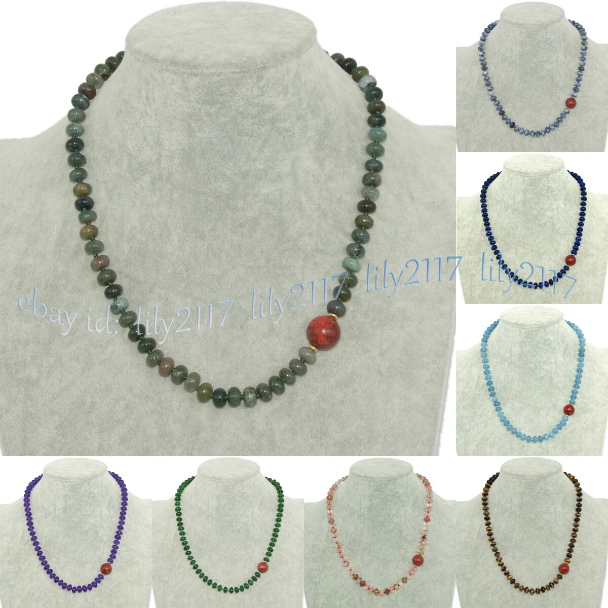 5x8mm Natural Rondelle Gemstone Beads 14mm Round Red Grass Coral Necklace 18”