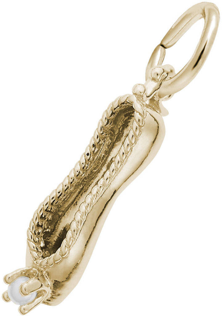 Ballet Slipper w/ Simulated Pearl Charm Rembrandt 10K or 14K Gold or 925 Silver