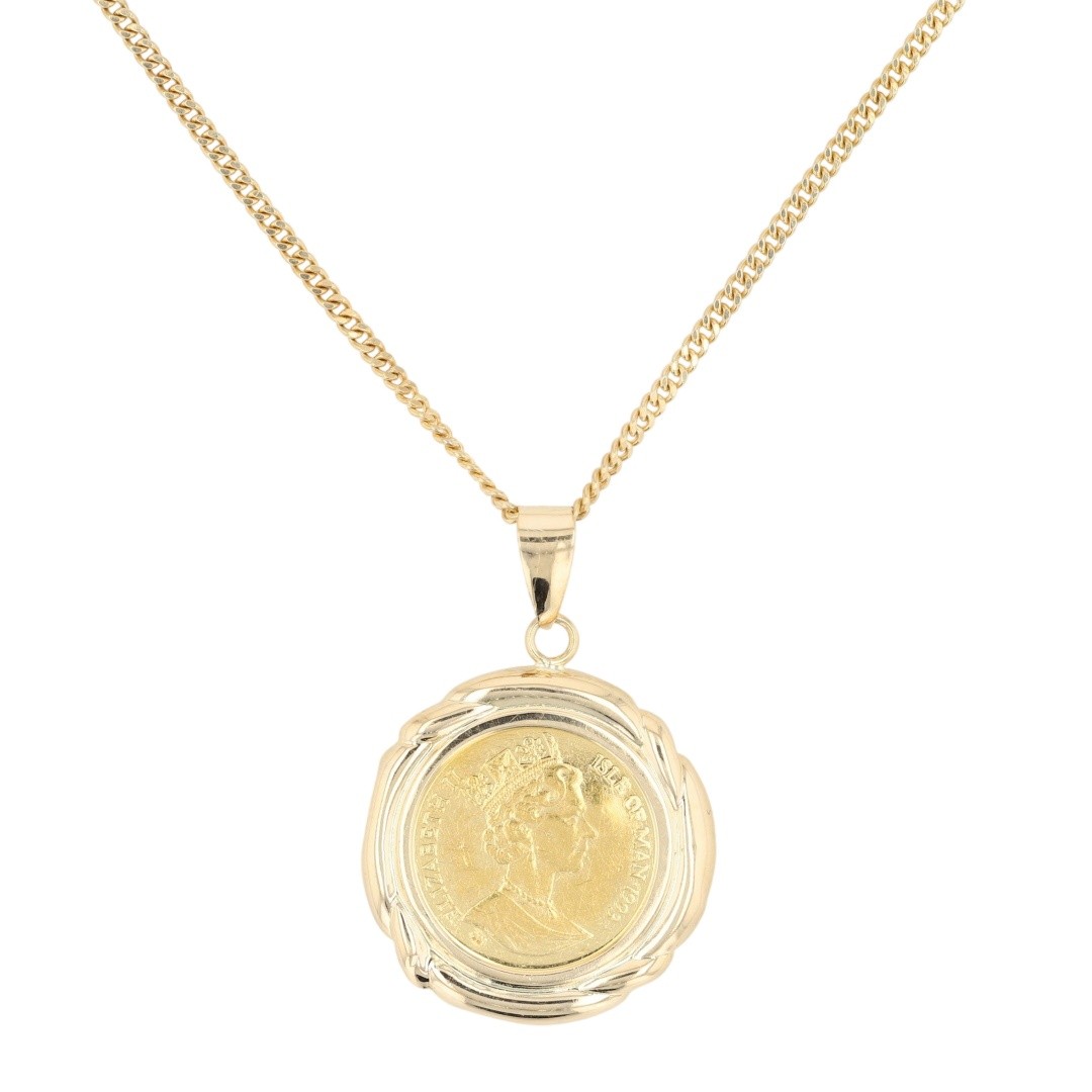 1993 Isle of Man 1/25 oz .999 Gold Cat Pendant 15.75″ Necklace 18k Yellow Gold