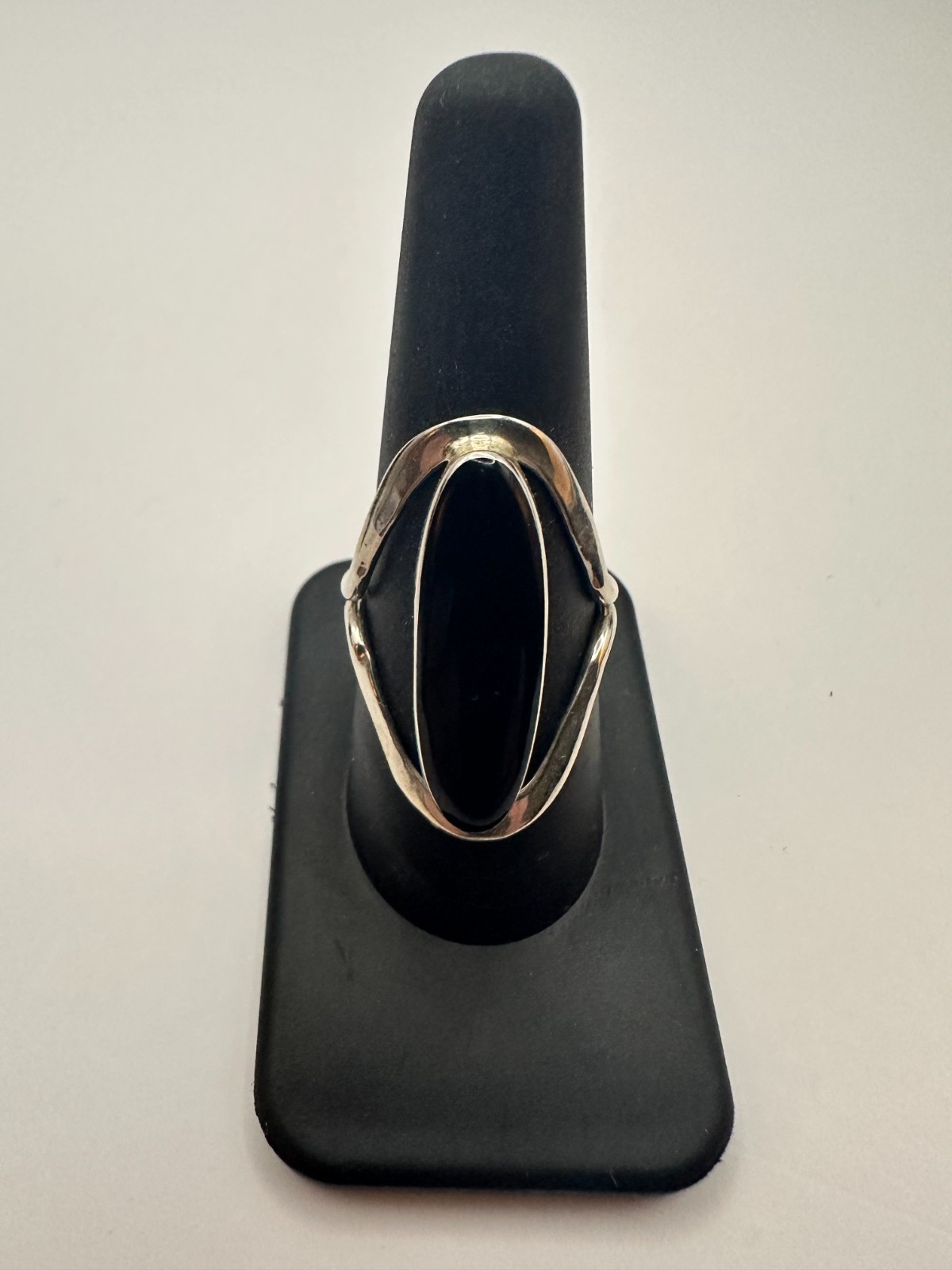 Vintage Sterling Silver Black Onyx Ring Sz 8.5 925 Handmade Statement Jewelry
