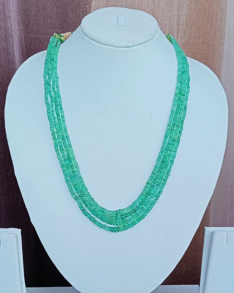 4 Strand Emerald Necklace, Emerald Jewellery, Emerald Necklace Jewellery.