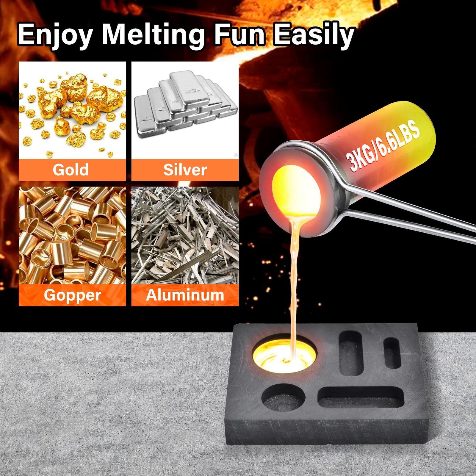 Electric Gold Melting Furnace 1500W With Digital Control And Crucibles