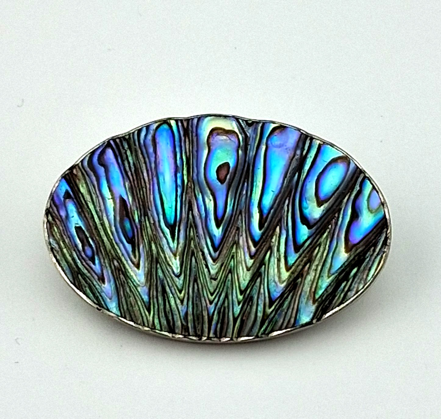 Vintage New Zealand Paua Abalone Shell Sterling Silver Pin