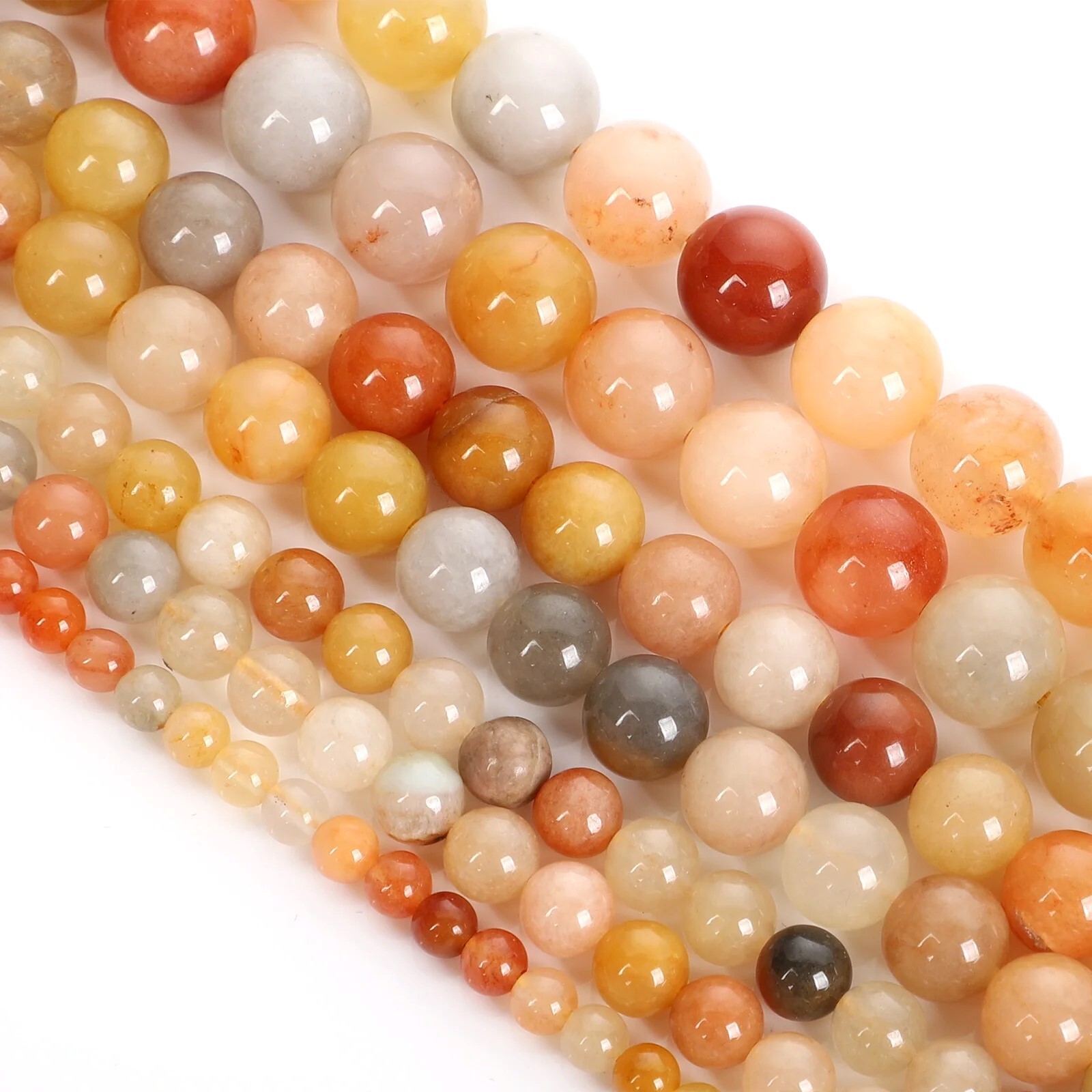 4-12mm Natural Gemstone Golden Silk Jade Round Spacer Beads for Jewelry Making