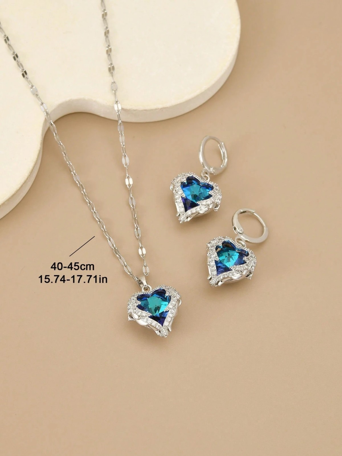 3 Pcs/Set Heart Necklace Earrings Love Gift Angel Wings Pendant Chain Women USA